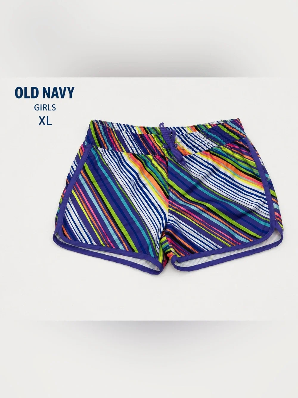 Old Navy Girls XL Colorful Striped Athletic Running Shorts